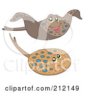 Royalty Free RF Clipart Illustration Of A Digital Collage Of Eagle And Blue Spotted Rays by visekart