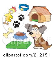 Royalty Free RF Clipart Illustration Of A Digital Collage Of A Dog And Dog Items