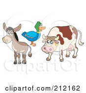 Poster, Art Print Of Digital Collage Of A Donkey Duck And Cow