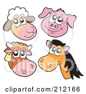 Poster, Art Print Of Digital Collage Of Sheep Pig Cow And Horse Faces