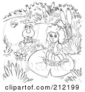 Poster, Art Print Of Coloring Page Outline Of A Sad Girl By A Frog