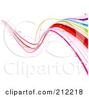 Royalty Free RF Clipart Illustration Of A Swooshing Rainbow Wave Of Ribbons And Sparkles On White