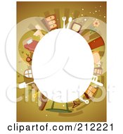 Poster, Art Print Of White Oval Framed By Household Items On Brown