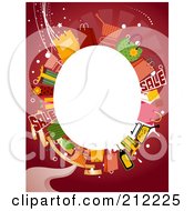 Poster, Art Print Of White Oval Framed By Shopping Items On Red