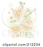Poster, Art Print Of Group Of Orange Flowers With Orange And Beige Spots
