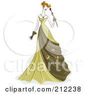 Sketched Woman In A Green Evening Gown