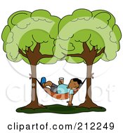 Relaxed Hispanic Man With A Beverage Sleeping In A Hammock Between Two Trees