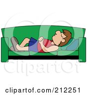 Relaxed Brunette Caucasian Dad Napping On A Couch
