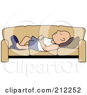 Royalty Free RF Clipart Illustration Of A Relaxed Bald Senior Caucasian Dad Napping On A Couch by Pams Clipart