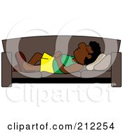 Poster, Art Print Of Relaxed Black Dad Napping On A Couch
