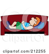 Poster, Art Print Of Relaxed Red Haired Caucasian Dad Napping On A Couch