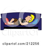 Royalty Free RF Clipart Illustration Of A Relaxed Blond Caucasian Dad Napping On A Couch