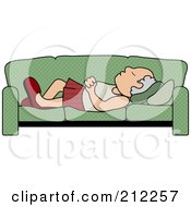 Royalty Free RF Clipart Illustration Of A Relaxed Senior Caucasian Dad Napping On A Couch