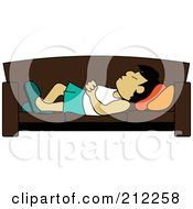 Poster, Art Print Of Relaxed Asian Dad Napping On A Couch