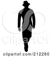 Royalty Free RF Clipart Illustration Of A 40s Styled Silhouetted Businessman Walking