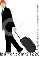 Poster, Art Print Of Faceless Irish Businessman Walking And Pulling Rolling Luggage