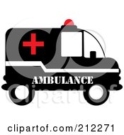 Poster, Art Print Of Red Black And White Ambulance In Profile