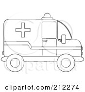 Poster, Art Print Of Outlined Ambulance In Profile