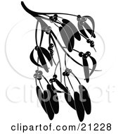 Clipart Illustration Of A Silhouetted Tree Branch With Berries And Seed Pods Or Leaves by elaineitalia