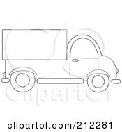 Royalty Free RF Clipart Illustration Of A Coloring Page Outline Of A Delivery Truck In Profile