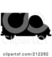 Royalty Free RF Clipart Illustration Of A Black Silhouetted Delivery Truck In Profile by Pams Clipart
