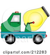 Poster, Art Print Of Green Blue And Yellow Cement Truck In Profile