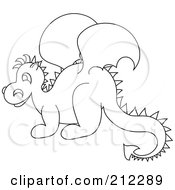 Royalty Free RF Clipart Illustration Of A Cute Outlined Baby Dragon In Profile