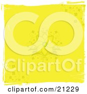 Clipart Illustration Of A Yellow Flower With Delicate Smaller Flowers In The Corners And Around The Center Of A Yellow Background by elaineitalia