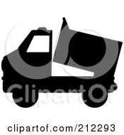 Royalty Free RF Clipart Illustration Of A Black Silhouetted Dump Truck