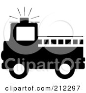Poster, Art Print Of Black Silhouetted Fire Truck With A White Ladder