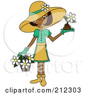 Indian Lady In A Hat With Flowers In A Basket And A Flower In Her Hand