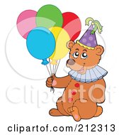 Royalty Free RF Clipart Illustration Of A Party Bear Holding Balloons