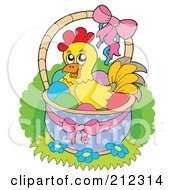 Poster, Art Print Of Chicken Sitting In An Easter Basket