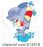 Royalty Free RF Clipart Illustration Of A Cute Dolphin With An Inflatable Ring
