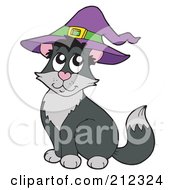 Halloween Cat Wearing A Witch Hat