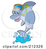 Royalty Free RF Clipart Illustration Of A Cute Snorkeling Dolphin Jumping by visekart