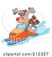 Poster, Art Print Of Reindeer Riding A Snowmobile