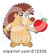 Poster, Art Print Of Cute Hedgehog Holding An Apple
