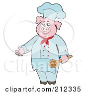 Poster, Art Print Of Culinary Chef Pig Holding A Spoon