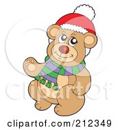 Poster, Art Print Of Christmas Teddy Bear Wearing A Scarf