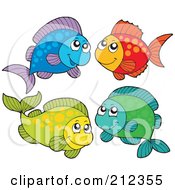 Royalty Free RF Clipart Illustration Of A Digital Collage Of Four Marine Fish 1