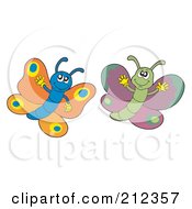 Royalty Free RF Clipart Illustration Of A Digital Collage Of Two Butterflies 2