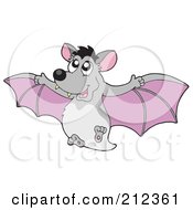 Poster, Art Print Of Flying Gray And Pink Bat