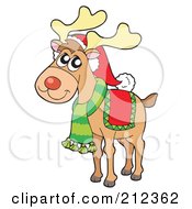 Poster, Art Print Of Christmas Elk Wearing A Scarf