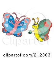 Royalty Free RF Clipart Illustration Of A Digital Collage Of Two Butterflies 1