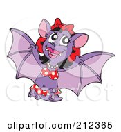 Poster, Art Print Of Purple Female Vampire Bat In A Polka Dot Bikini