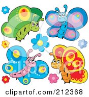 Royalty-Free (RF) Clipart Illustration of a Digital Collage Of Four Butterflies - 3 by visekart #COLLC212368-0161