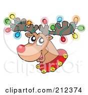 Poster, Art Print Of Colorful Lights On A Reindeers Antlers