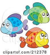 Royalty Free RF Clipart Illustration Of A Digital Collage Of Three Spotted Fish