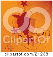 Clipart Illustration Of A Bunch Of Silhouetted Grapes Hanging On A Vine Over An Orange Background by elaineitalia